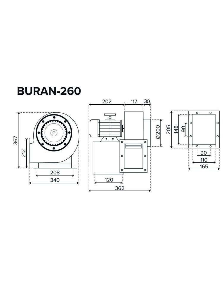 Вентилятор радиальный BURAN 260 220V Лв0 2полюс ERA PRO
