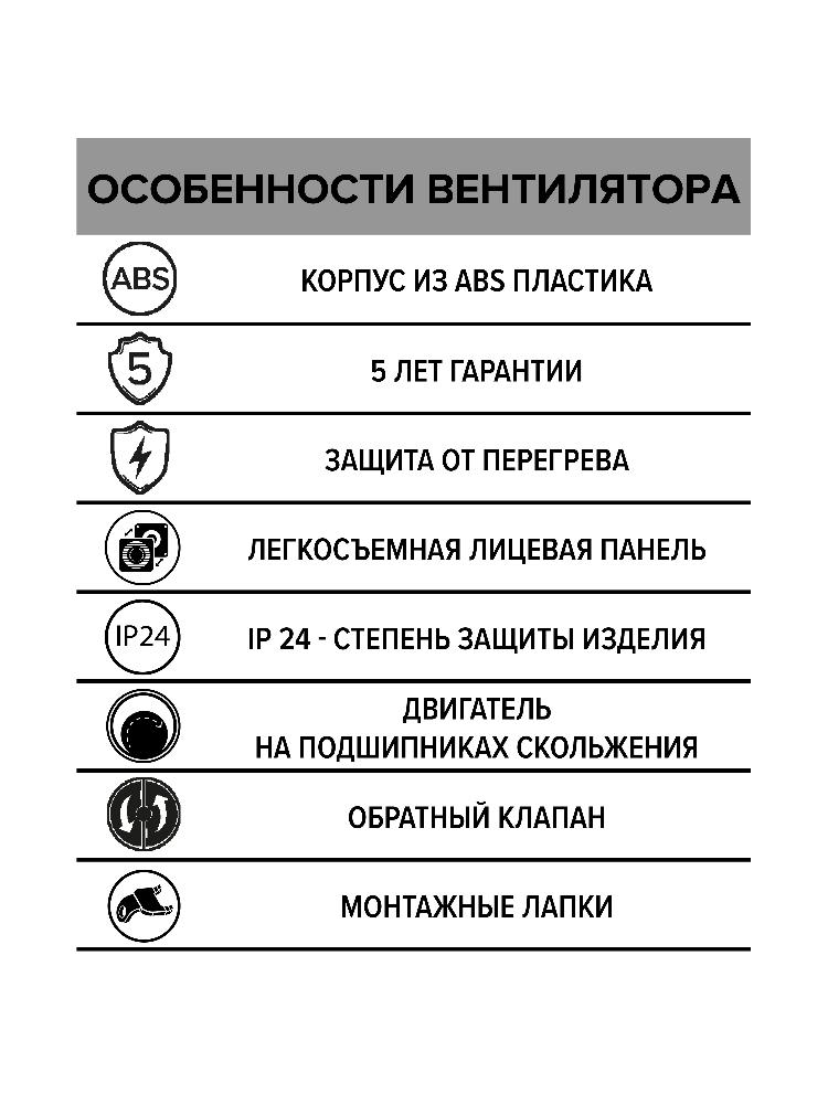 Вентилятор накладной WIND D120 обратный клапан ERA